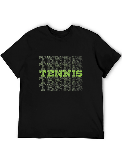 Tennis Graphic Tee - Stylish Black Cotton T-Shirt