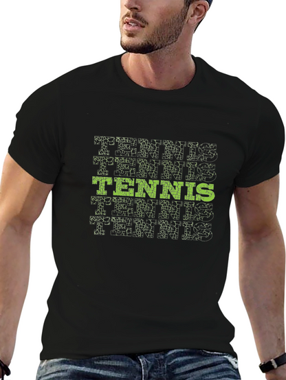 Tennis Graphic Tee - Stylish Black Cotton T-Shirt