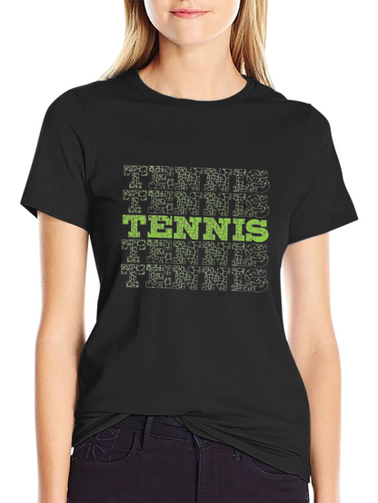 Tennis Graphic Tee - Stylish Black Cotton T-Shirt