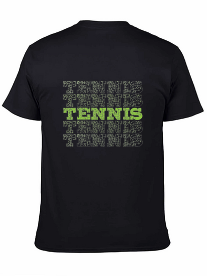 Tennis Graphic Tee - Stylish Black Cotton T-Shirt