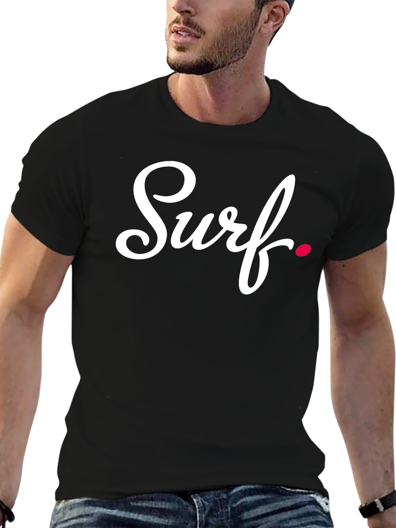 Surf Script Black T-Shirt - Casual Comfort