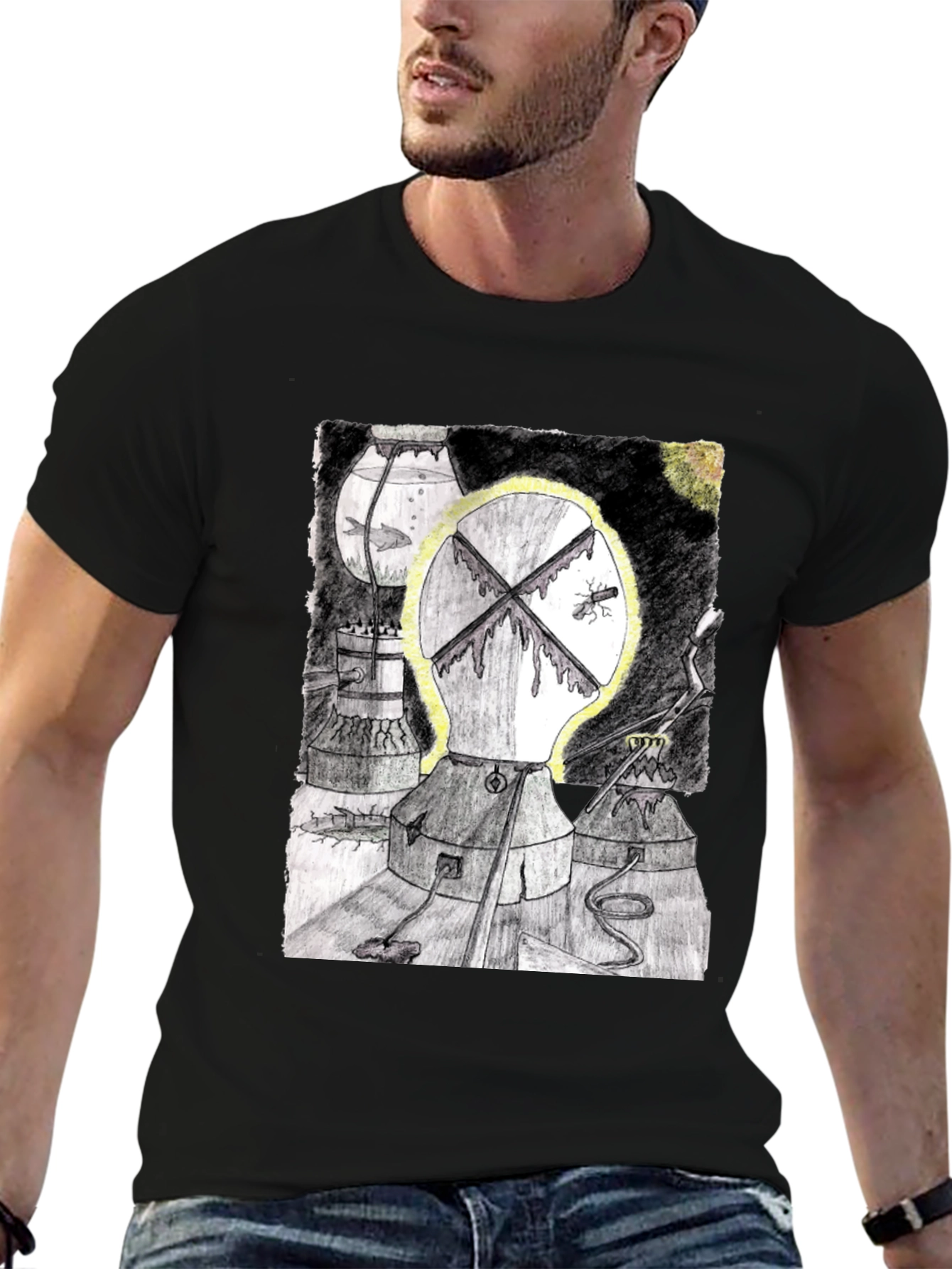 Unique Graphic Print Black T-Shirt