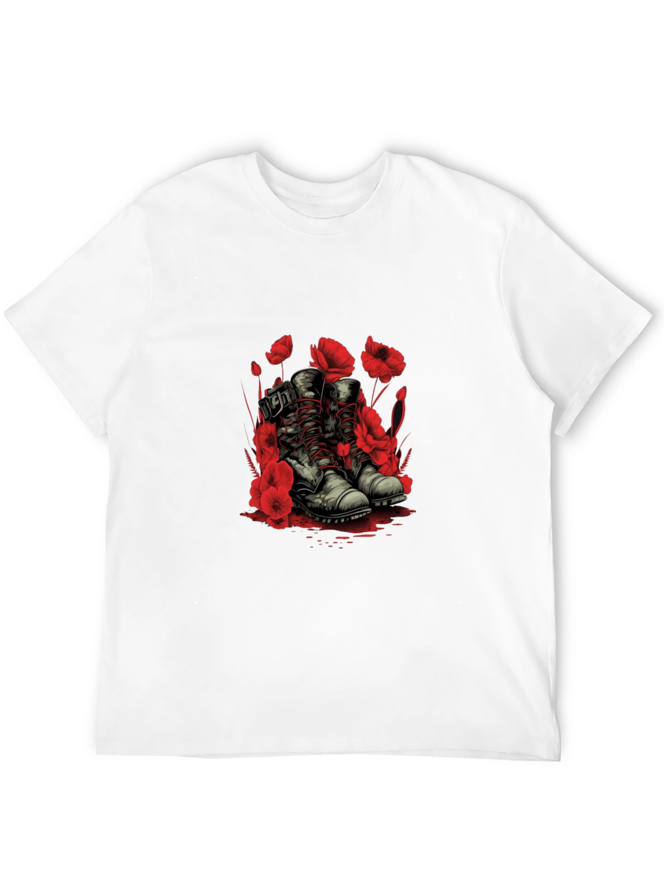 Poppy Boots Graphic Tee - Stylish Floral Design