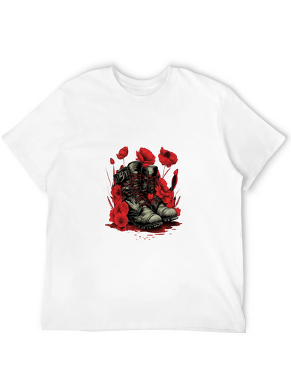 Poppy Boots Graphic Tee - Stylish Floral Design
