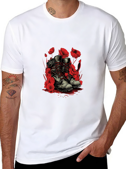 Poppy Boots Graphic Tee - Stylish Floral Design