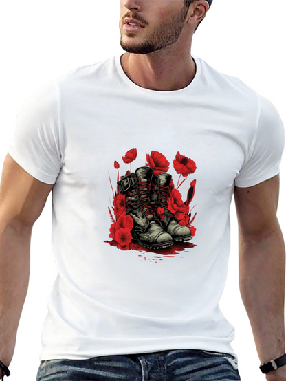 Poppy Boots Graphic Tee - Stylish Floral Design