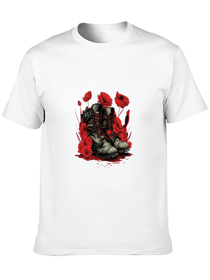 Poppy Boots Graphic Tee - Stylish Floral Design