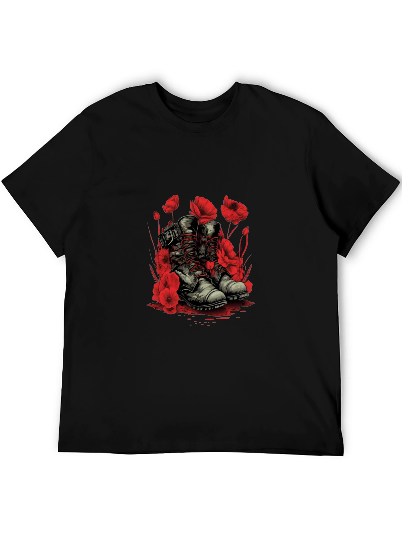 Poppy Boots Graphic Tee - Stylish Floral Design