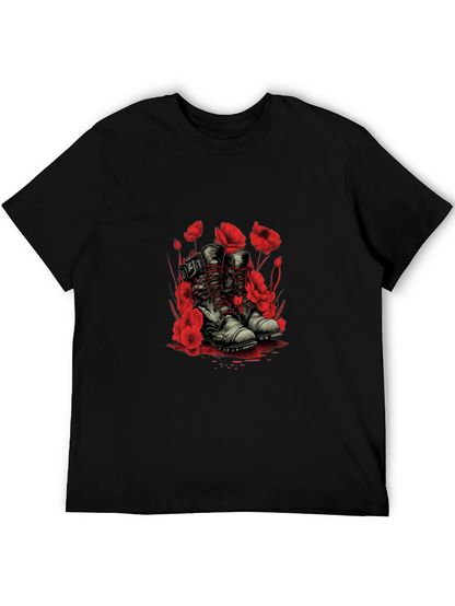 Poppy Boots Graphic Tee - Stylish Floral Design