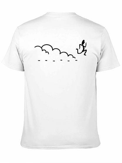 Mens Black T-shirt with Funny Running Graphic