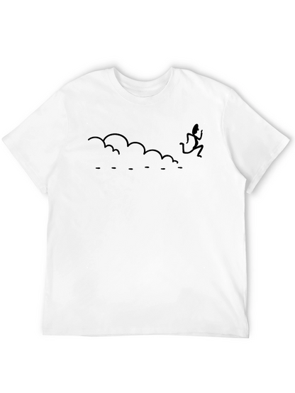Mens Black T-shirt with Funny Running Graphic
