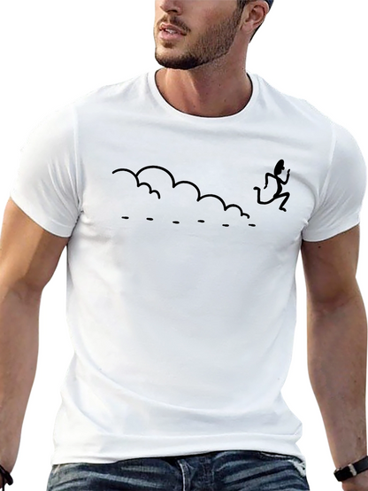 Mens Black T-shirt with Funny Running Graphic
