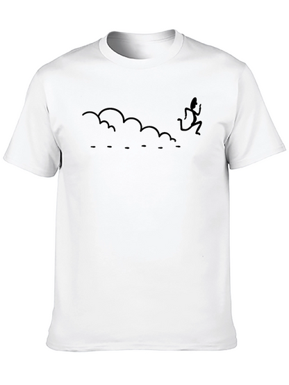 Mens Black T-shirt with Funny Running Graphic