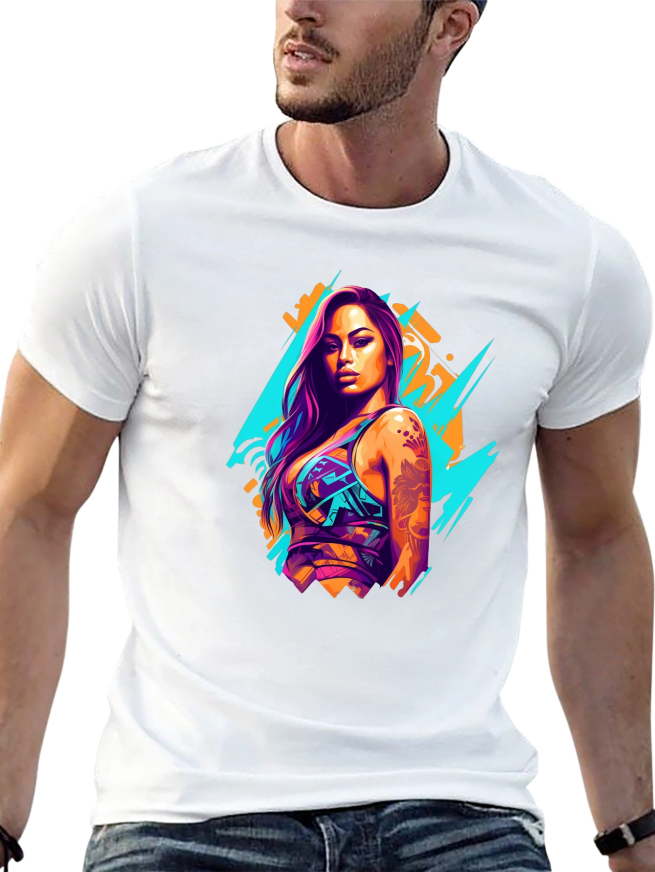 Neon Graffiti Woman Graphic T-Shirt