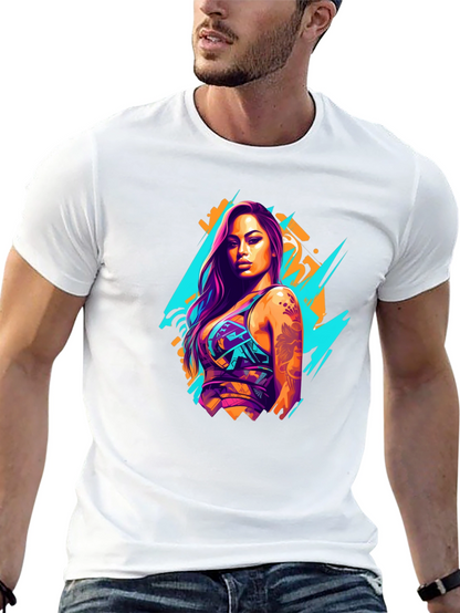 Neon Graffiti Woman Graphic T-Shirt