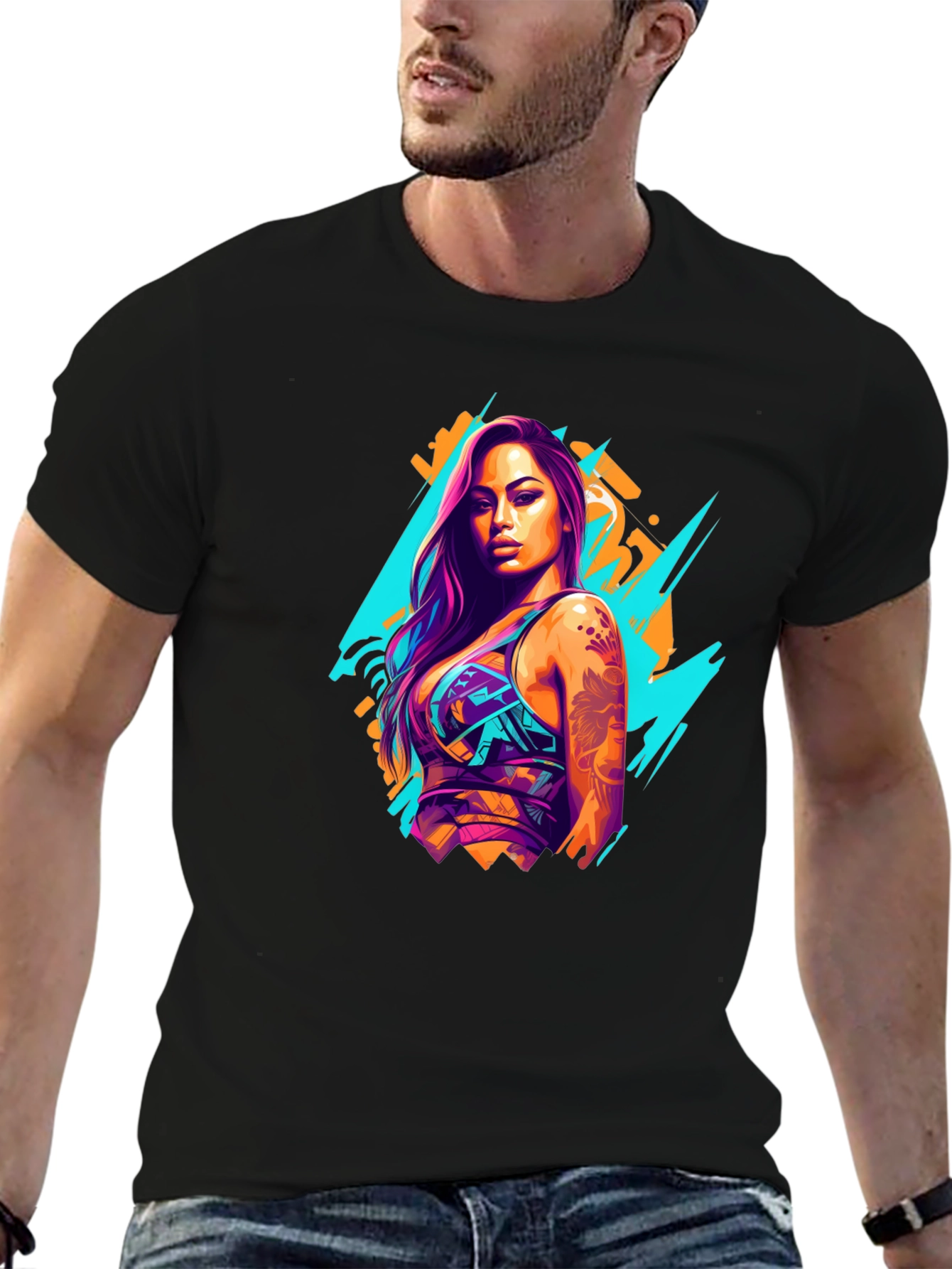 Neon Graffiti Woman Graphic T-Shirt