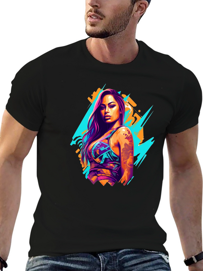 Neon Graffiti Woman Graphic T-Shirt