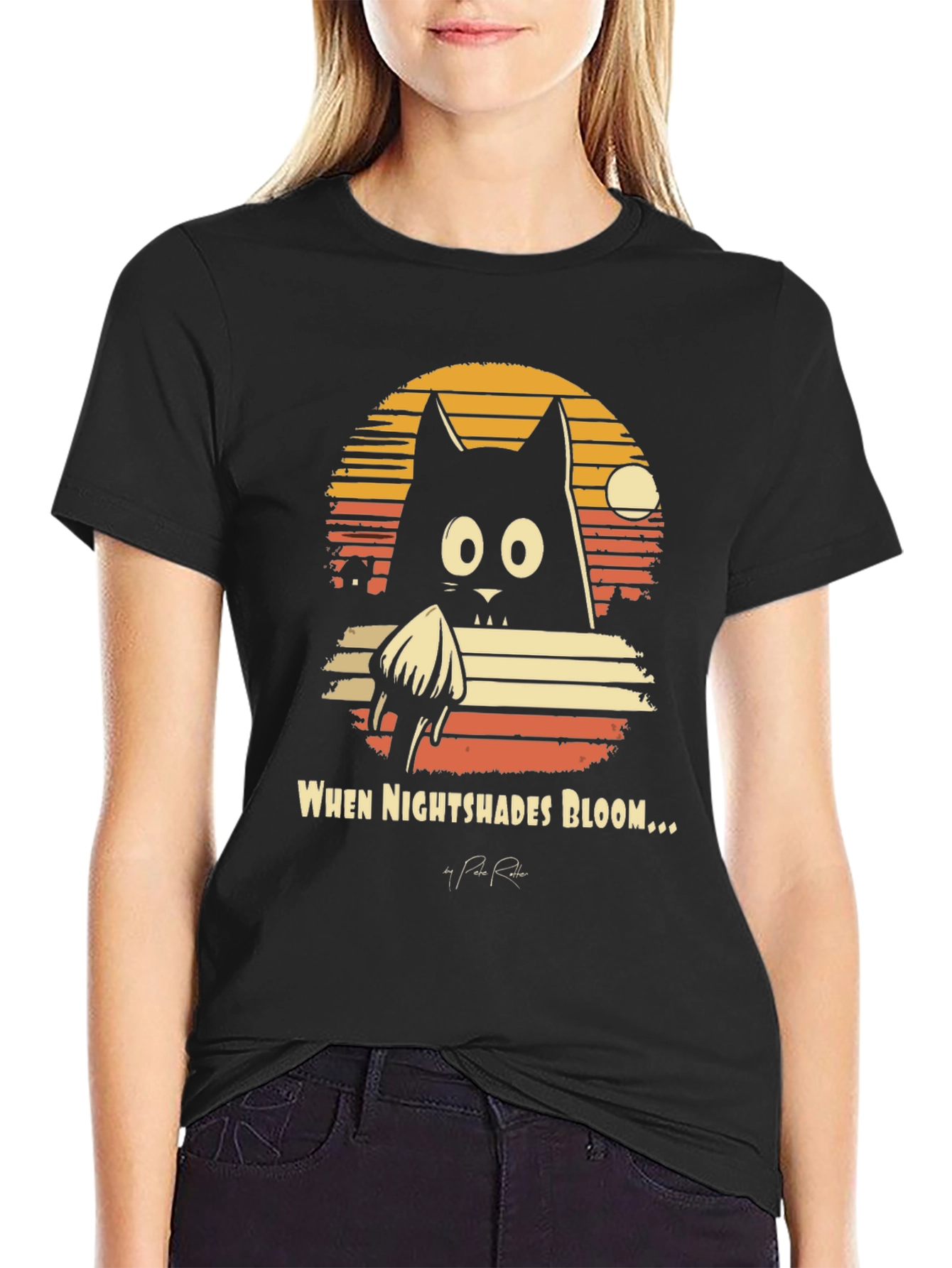 Nightshades Bloom T-Shirt Black Cat Tee