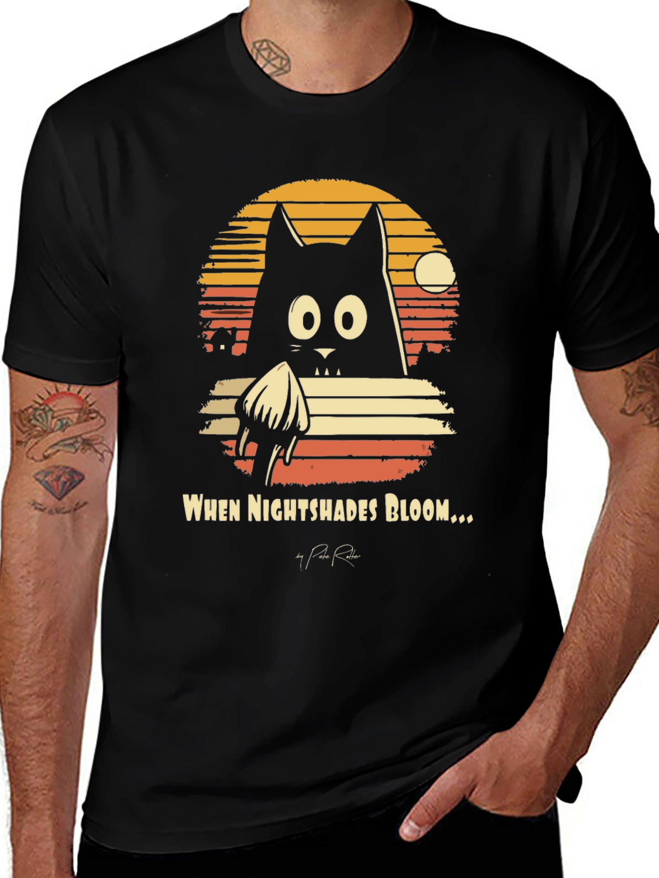 Nightshades Bloom T-Shirt Black Cat Tee