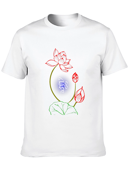 Lotus Graphic Print Black T-Shirt