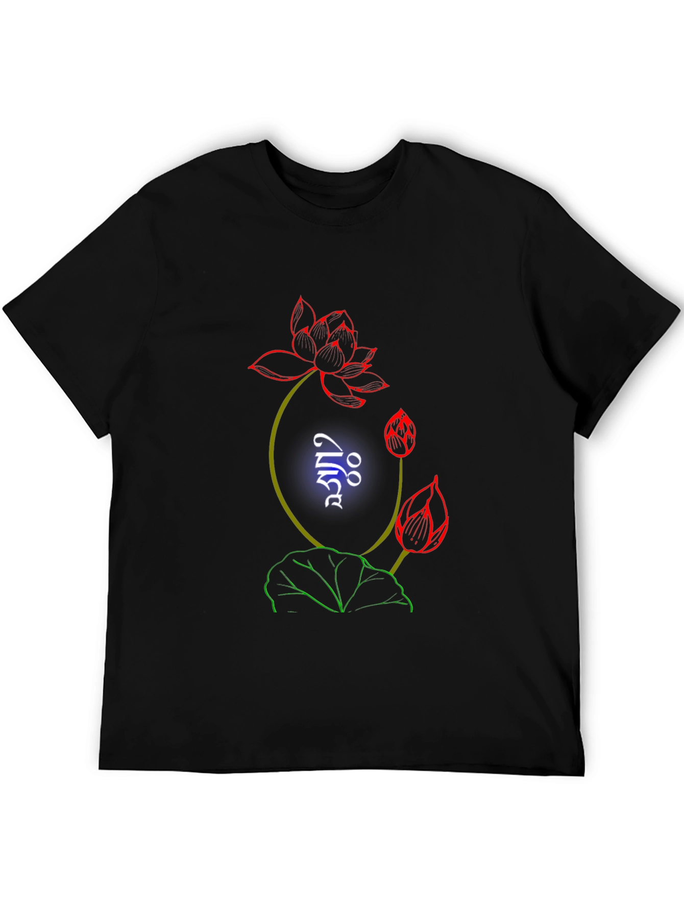 Lotus Graphic Print Black T-Shirt