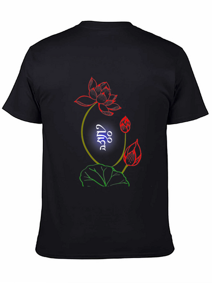Lotus Graphic Print Black T-Shirt