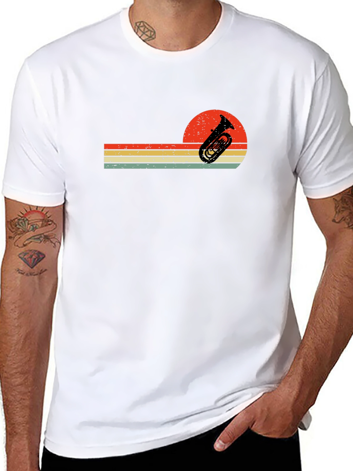 Retro Tuba Sunset Graphic Tee - Musician T-Shirt