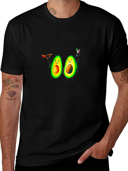 Avocado Party T-Shirt - Black Crew Neck