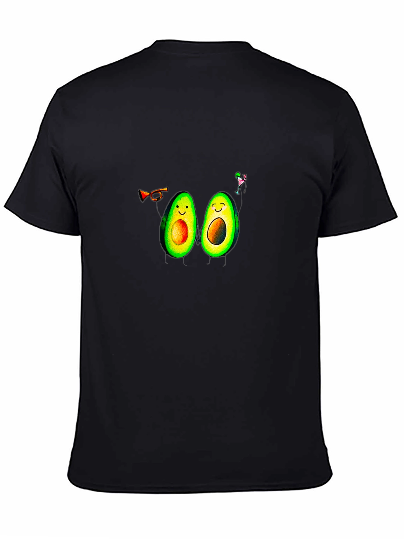 Avocado Party T-Shirt - Black Crew Neck