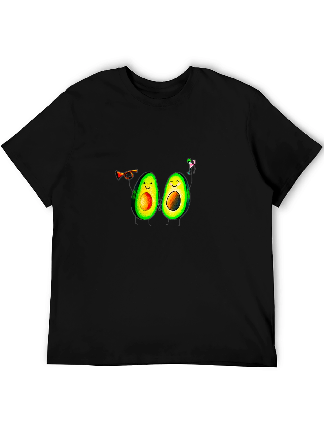 Avocado Party T-Shirt - Black Crew Neck