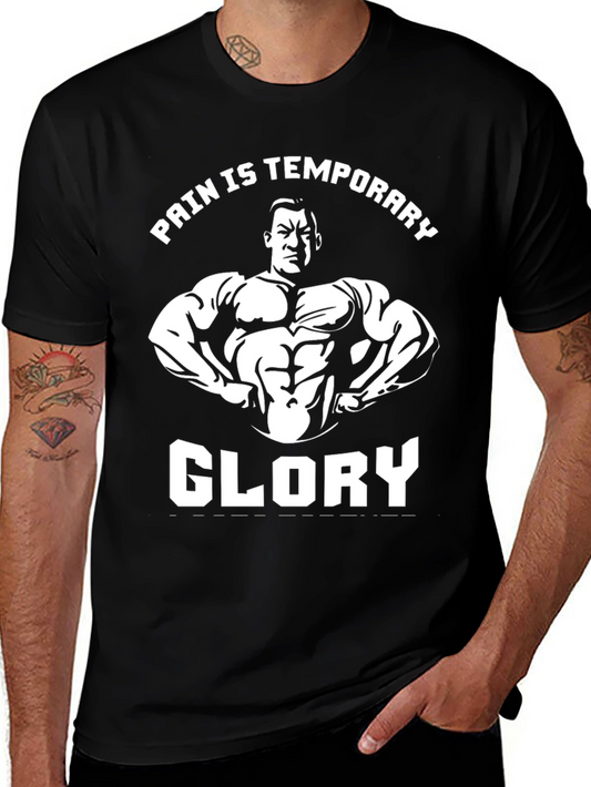 Pain is Temporary Glory Black Graphic T-Shirt