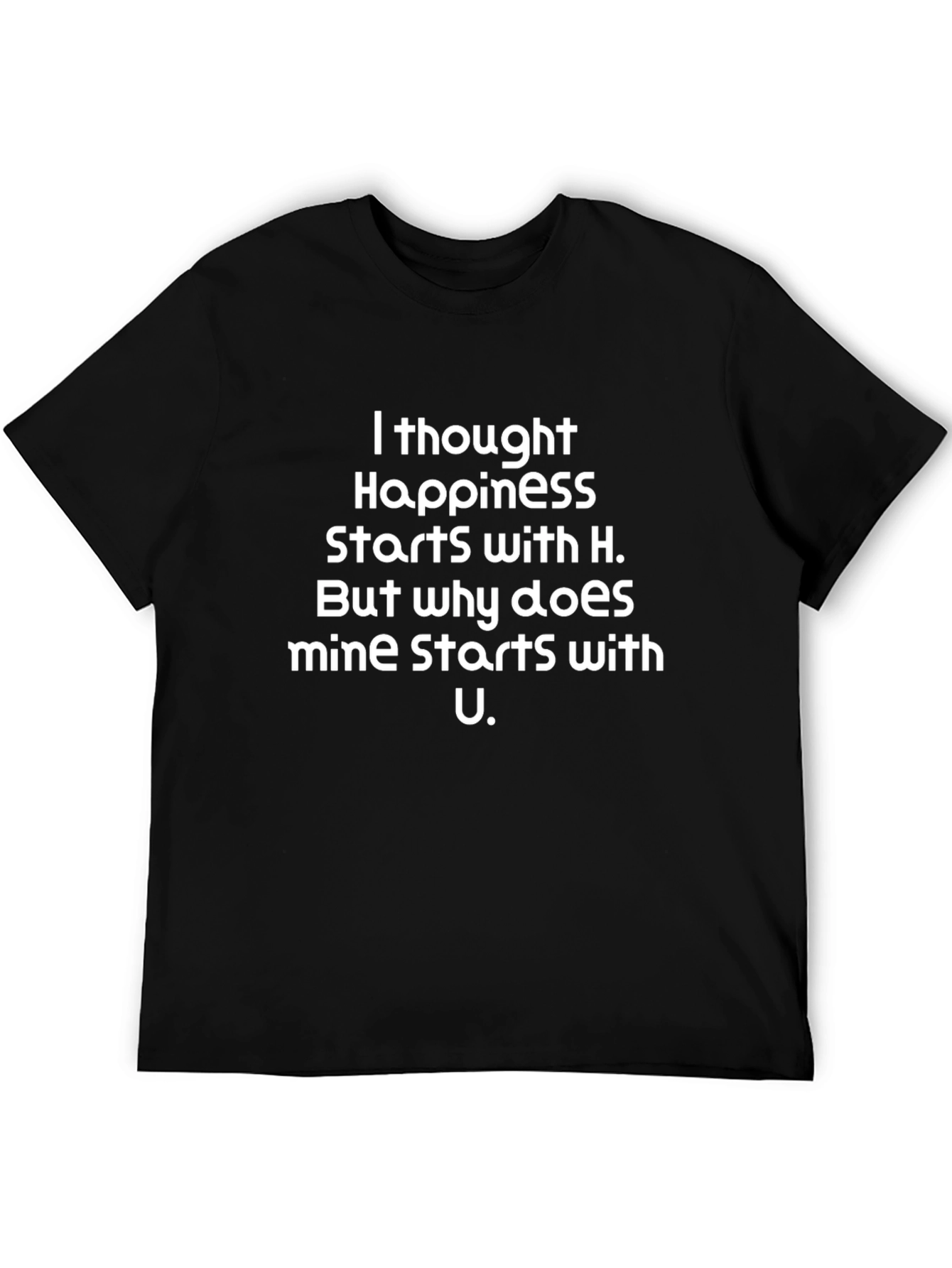 Happiness Starts With U Black Graphic Tee