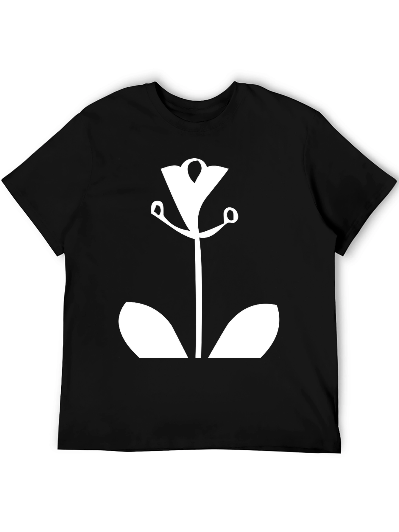 Modern Floral Graphic Tee - Black Cotton