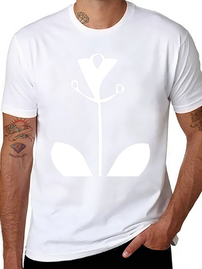 Modern Floral Graphic Tee - Black Cotton