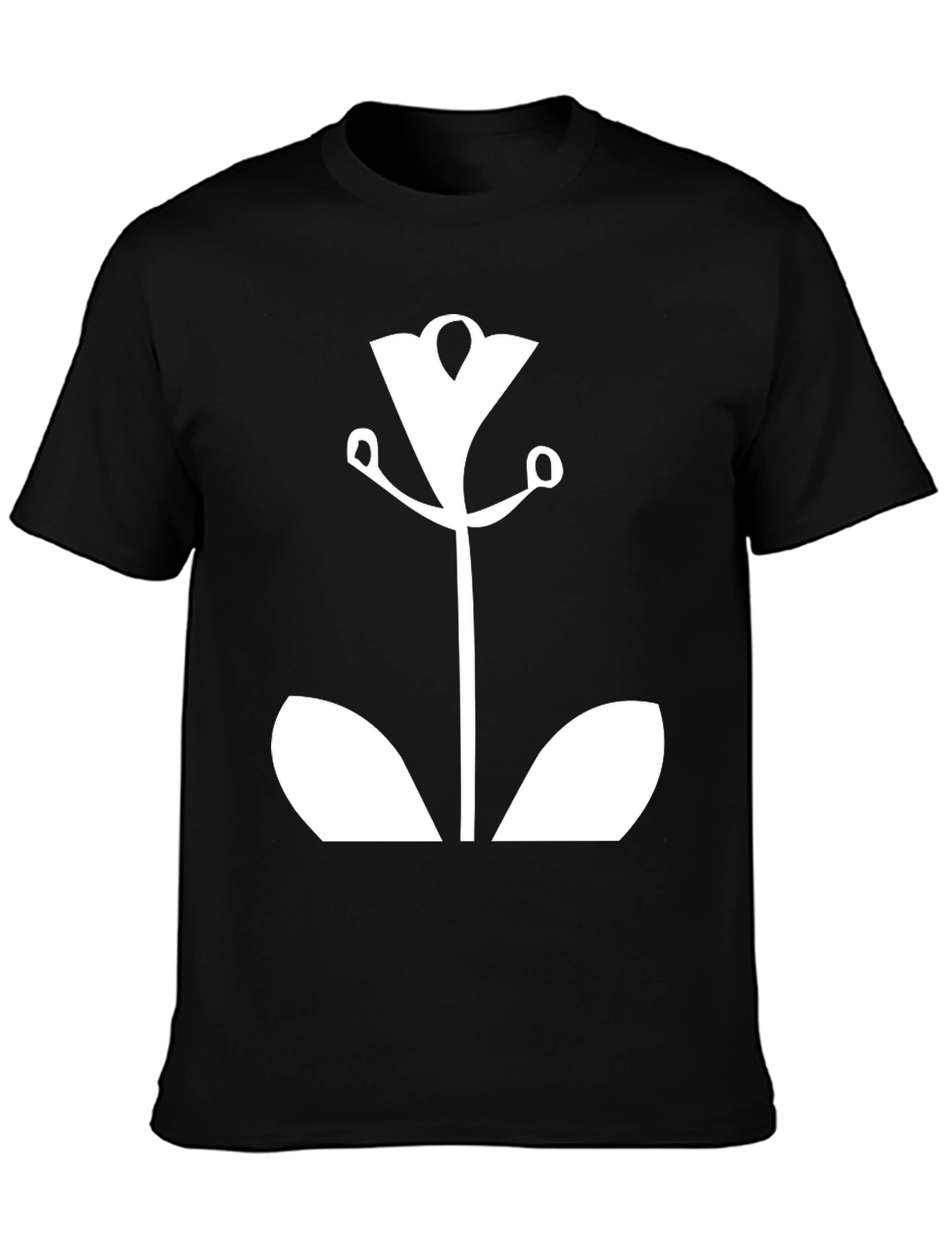 Modern Floral Graphic Tee - Black Cotton