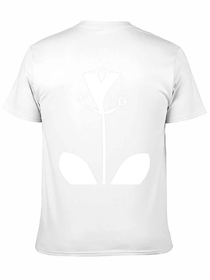 Modern Floral Graphic Tee - Black Cotton