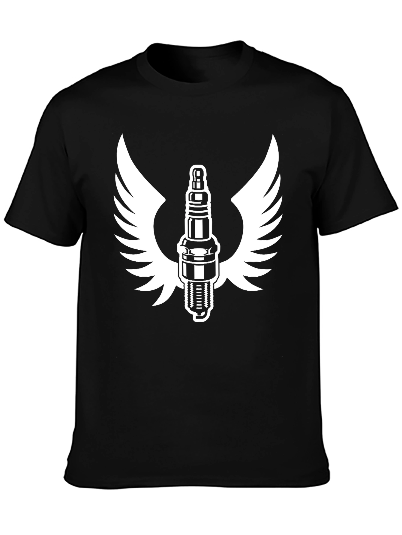 Black Spark Plug Wings Graphic Tee