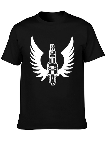 Black Spark Plug Wings Graphic Tee