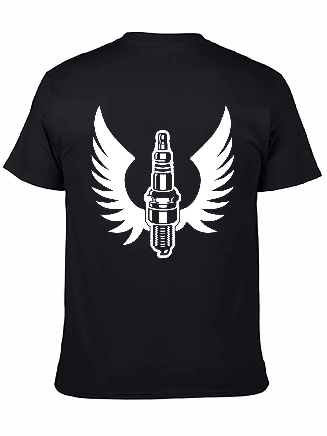 Black Spark Plug Wings Graphic Tee