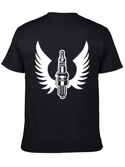 Black Spark Plug Wings Graphic Tee