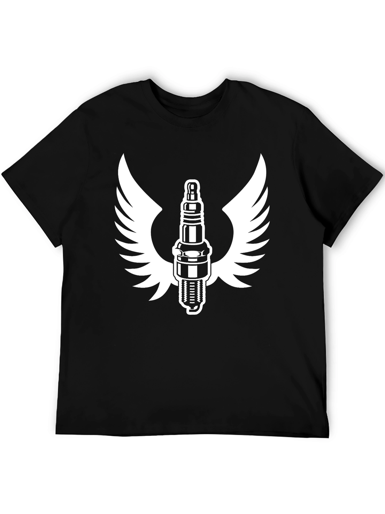 Black Spark Plug Wings Graphic Tee