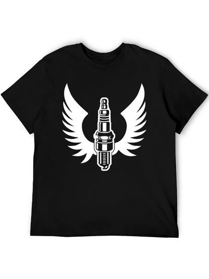 Black Spark Plug Wings Graphic Tee