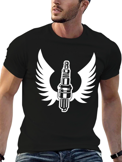 Black Spark Plug Wings Graphic Tee