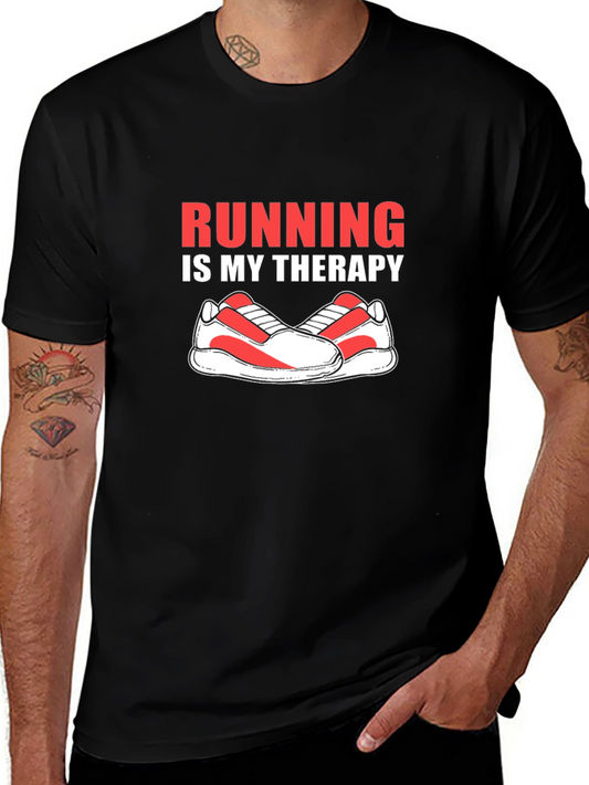 Running is My Therapy Graphic Tee - Black