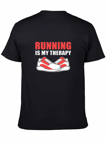 Running is My Therapy Graphic Tee - Black