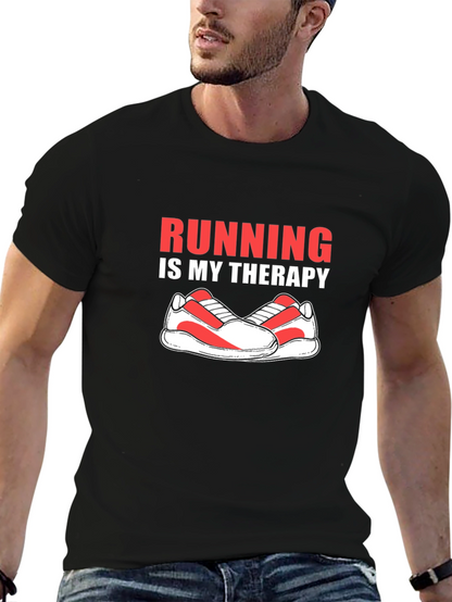 Running is My Therapy Graphic Tee - Black
