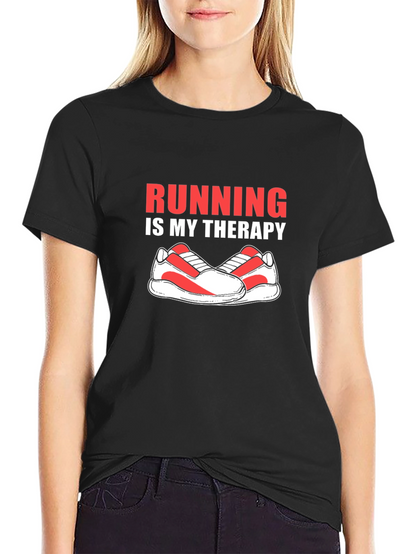 Running is My Therapy Graphic Tee - Black