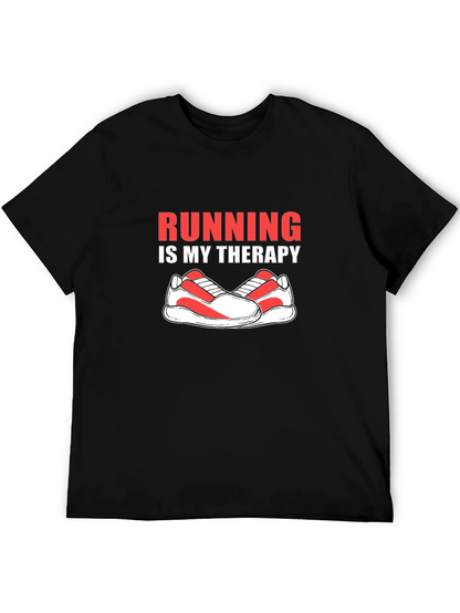 Running is My Therapy Graphic Tee - Black
