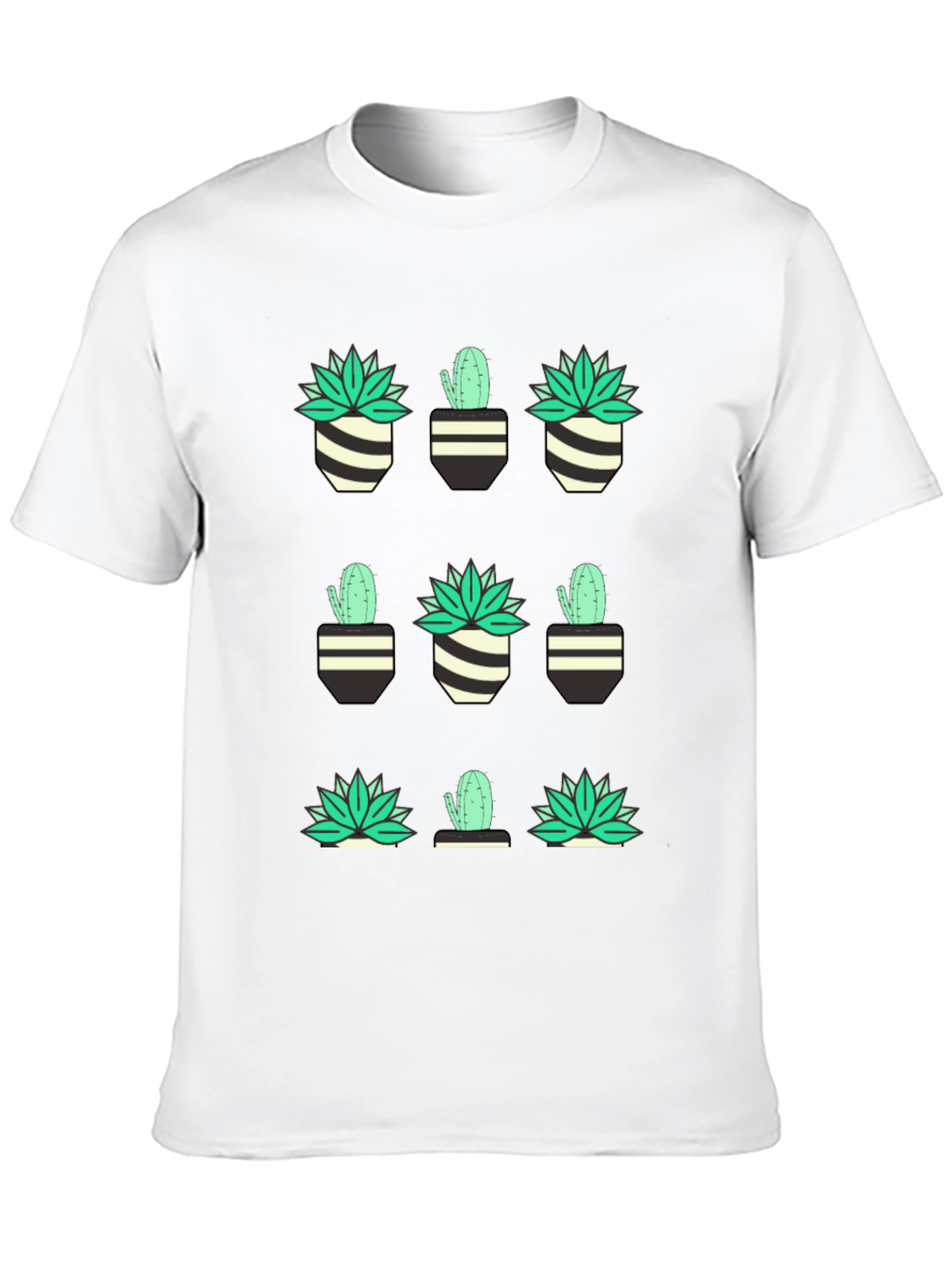 Cactus & Succulent Print Black T-Shirt
