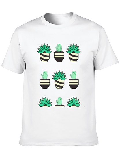 Cactus & Succulent Print Black T-Shirt